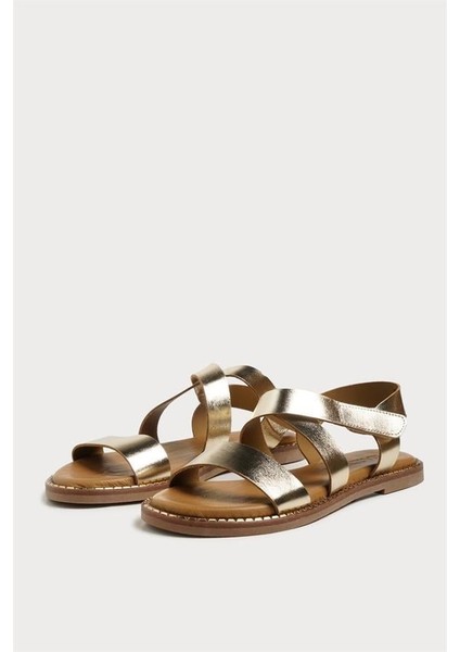 151310 Rahat Düz Sandalet Hakiki Deri Altın fiyatları