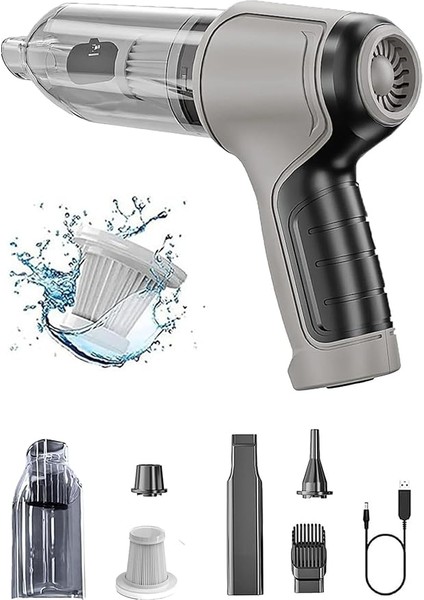 7 In 1 Şarjlı Kablosuz 2 Fonksiyonlu Vakumlu El Süpürgesi Üfleme Özellikli Araç Ev Ofis Süpürgesi