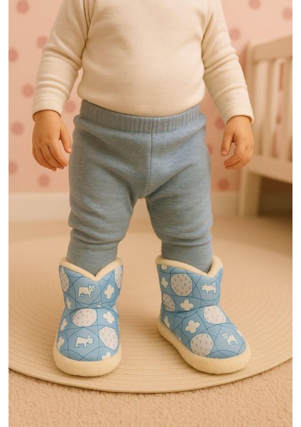 Bebek & Çocuk Kaydırmaz Eva Tabanlı Ev Botu / Panduf / Kışlık Peluş Bot / Erkek Baskı Desenli fiyatları