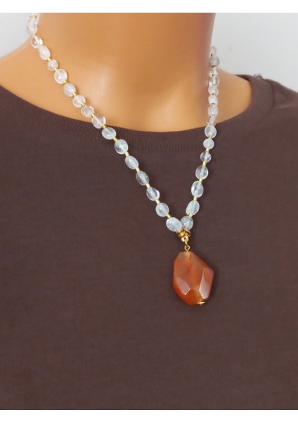 Doğal Taş Kolye ,kristal Kuvars Taşı ve Akik Taşı ile Tasarlanmıştır. modelleri