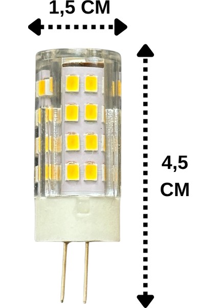 (10 Adet) Heka 5W (35W) 3000K (Sarı Işık) G4 Duylu Dim Edilebilir LED Kapsül Ampul modelleri