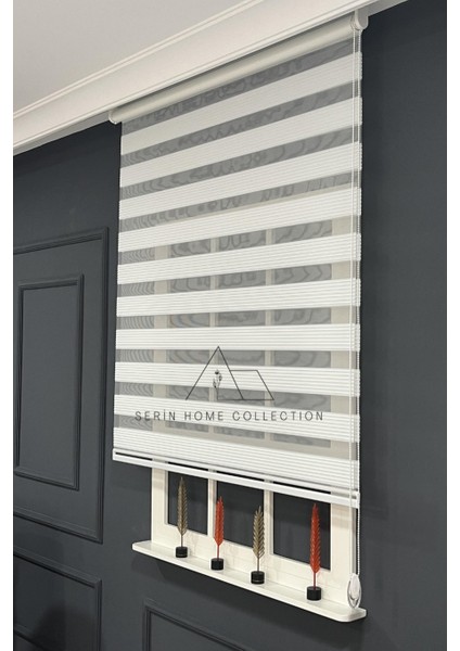 Beyaz Dar Plise Zebra Stor Perde (Dayanıklı Alüminyum Kasa) modelleri