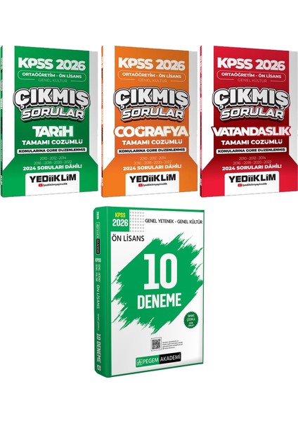 Ortaöğretim Ön Lisans Tarih Coğrafya Vatandaşlık Çıkmış - 2026 Kpss Ön Lisans Çözümlü 10 Deneme