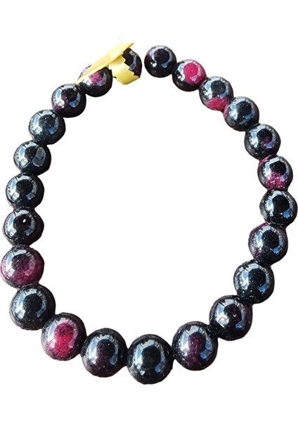 Siyah Bordo Renklerde Elastik Misina Üzerine Onix Doğal Taş Bileklik