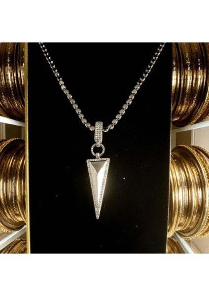 Unisex Zirkon Taşlı Mızrak Çelik Kolye