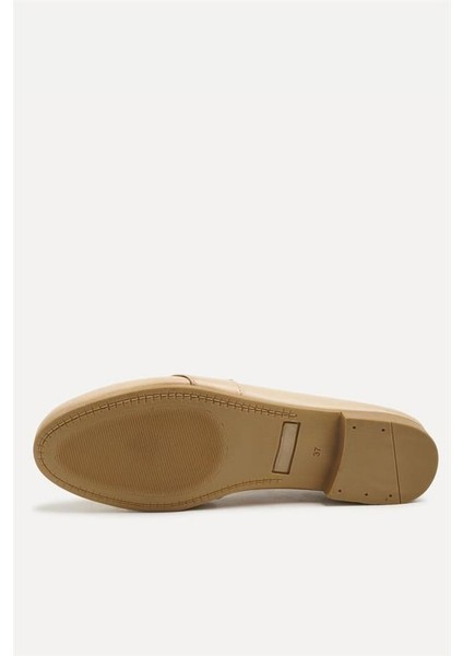 151291 Tokalı Loafer Hakiki Deri Bej
