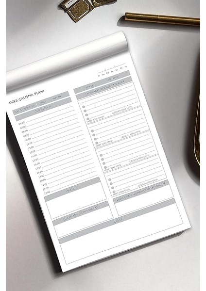Tanıtım Masaüstü Ders Çalışma Planlayıcı | 60 Yaprak | 17X24 cm | Günlük & Haftalık Program Defteri | Öğrenci Planlama Bloknotu