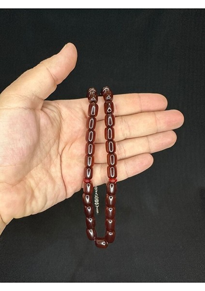 Toz Kehribar Tesbih Kahverengi Renkli Kapsül Kesim 10,5mmx8,5 T-587