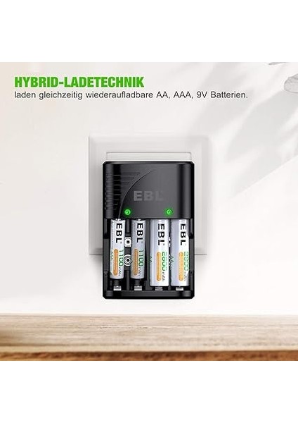 Nı-Mh Aa/aaa ve 9V Piller Için Hızlı Şarj Cihazı - 4 Yönlü LED Ekranlı Şarj Cihazı 6802 modelleri