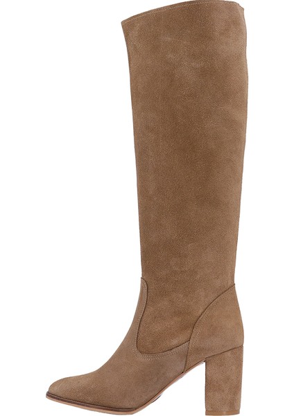 Hobby 26081S Hakiki Süet Deri Kadın Topuklu Çizme fırsatları