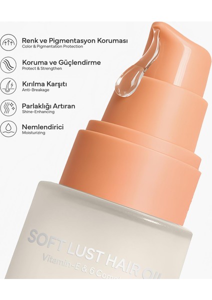 Nemlendirici Ve Kolay Şekillendirici Soft Lust Hair Oil Saç Bakım Yağı 30ml fiyatları