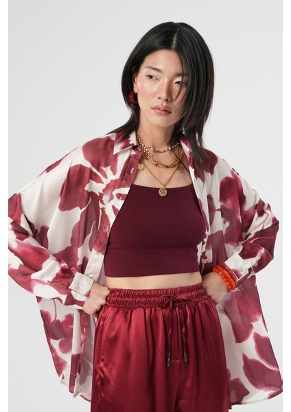 Kadın Büyük Çiçek Desenli Oversize Gömlek fiyatları