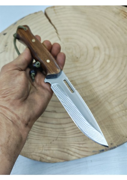 El Yapımı Kök Ceviz Kabzeli Paslanmaz Kamp Bıçağı Bushcraft Outdoor Dış Mekan Bıçağı