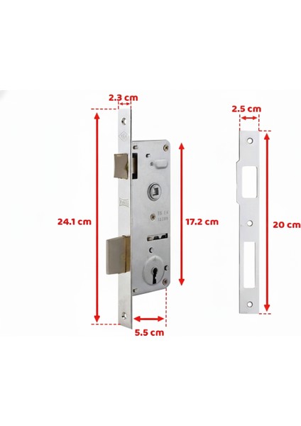151 Serisi Iç Kapı Gömme Kilit 40MM Standart Seren Tek Anahtarlı Oda Wc Banyo Kilidi fiyatları