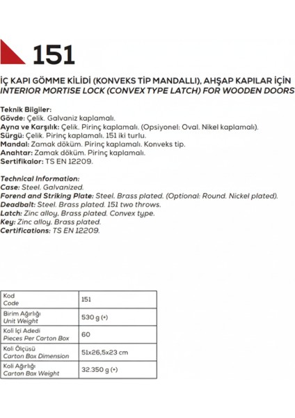 151 Serisi Iç Kapı Gömme Kilit 40MM Standart Seren Tek Anahtarlı Oda Wc Banyo Kilidi modelleri