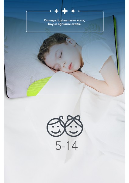 Gold Serisi Klimalı Çocuk Yastığı,aloe Vera Kumaşlı Cilt Dostu Ortopedik Visco Parçacıklı Yastık Yıkanabilir Kılıflı 1200 gr fiyatları