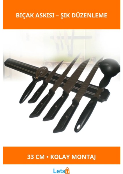 Manyetik Bıçak Askısı 33 cm Pratik Mutfak Depolama