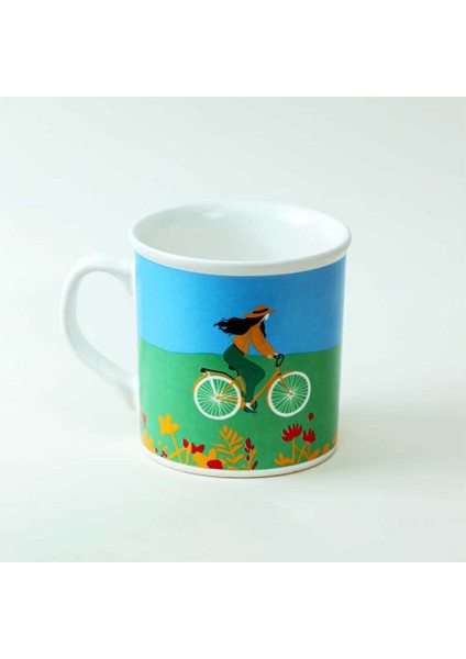 Bisiklet Desenli Mavi Yeşil Seramik Kupa fiyatları