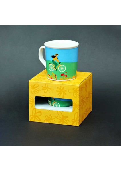 Bisiklet Desenli Mavi Yeşil Seramik Kupa modelleri