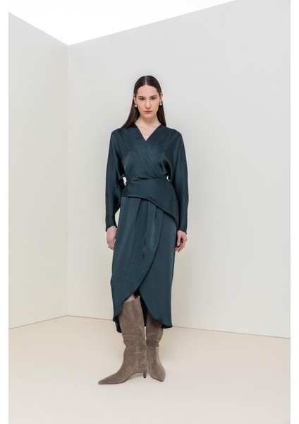 Drapeli Uzun Elbise 26W40801