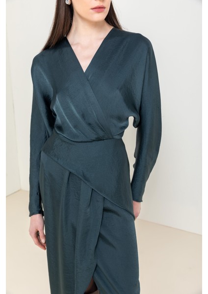 Drapeli Uzun Elbise 26W40801