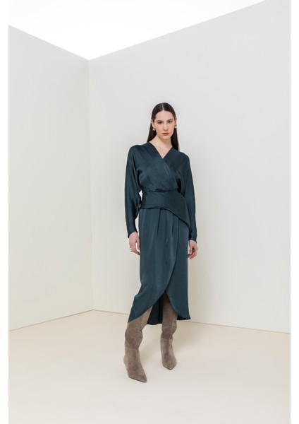 Drapeli Uzun Elbise 26W40801