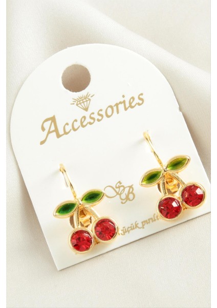 Lvsqvr Kiraz Taşlı Mineli Klipsi Küpe-Sarı