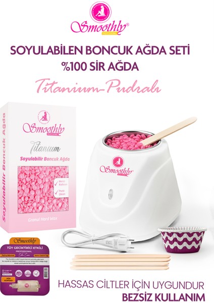 Soyulabilen Hassas Ciltler Için Boncuk Sir Ağda Seti 225G. Boncuk Ağda + Sir Ağda Makinası +Spatula
