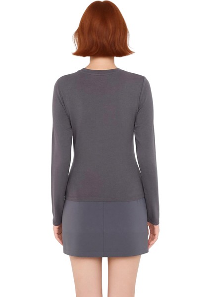 Kadın Pamuklu Esnek Örme Üst Uzun Kollu Bisiklet Yaka Kiraz Taş Işlemeli Kaliteli Şık Rahat modelleri