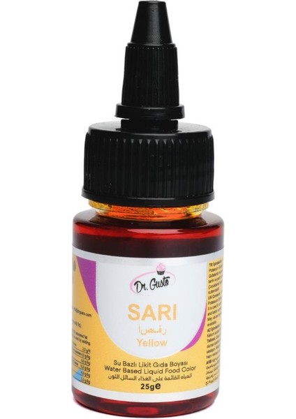 Su Bazlı Likit 25 gr Sarı Gıda Boyası – Pasta, Krem Şanti ve Şeker Hamuru Için Canlı Renk Boyası
