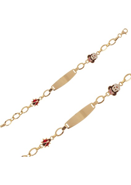 Isim Yazılabilir Çocuk Bileklik 14 Ayar Altın