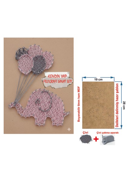 Ip Sanatı Dikkat Geliştirici El Becerisi Çocuk Montessori Eğitimi Filografi Hazır Set Fil