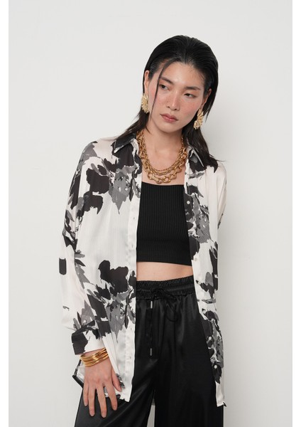 Kadın Karışık Desenli Oversize Dijital Gömlek fiyatları