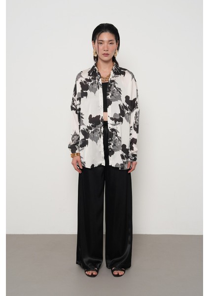 Kadın Karışık Desenli Oversize Dijital Gömlek fırsatları