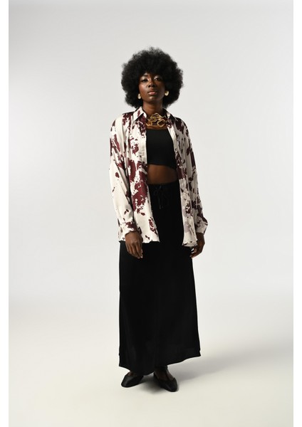 Kadın Karışık Desenli Oversize Gömlek fırsatları