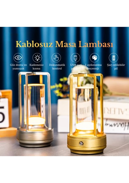USB Şarjlı Dokunmatik Kademesiz LED Gece Lambası Masa Lambası 3ışık Modu Dekoratif Ev Kafe Restoran fiyatları