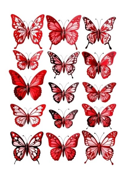 Yenilebilir Kırmızı Kelebek Pasta Süsü - Yenilebilir Pasta Süsü - Kelebek Baskısı Model 1