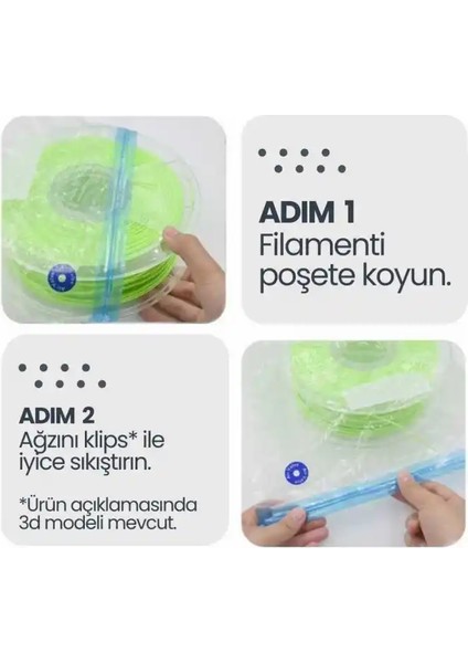 Filament Saklama Poşeti ve Vakum Pompa Kiti - 5 Poşet modelleri