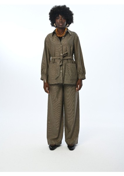 Kadın Çift Cepli Simli Kuşaklı Gömlek modelleri