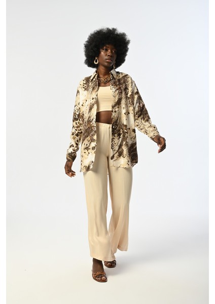 Kadın Karışık Desenli Oversize Kesim Gömlek modelleri