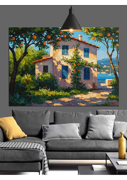 Güneşte Italyan Evi Manzarası Dekoratif Kanvas - Mdf Ahşap Tablo modelleri