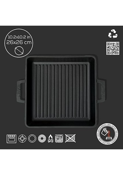 Döküm Izgara Tava, 26 Cm, Metal Kulplu fırsatları