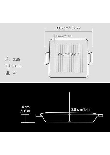 Döküm Izgara Tava, 26 Cm, Metal Kulplu indirimleri