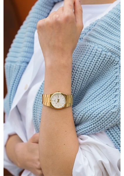 Sarı Çelik Kordon Kadın Kol Saati FL21495A-B 3ATM Su Geçirmez 2 Yıl Garantili Hediye Paketli