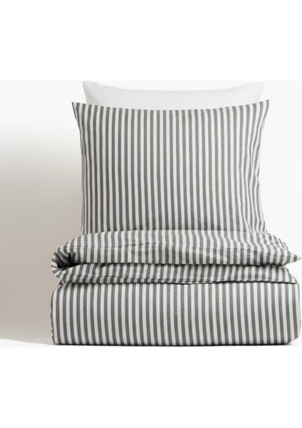 Natural Ranforce Gri Çizgili Tek Kişilik Nevresim Takımı %100 Organik Pamuk indirimleri