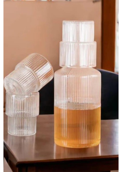 Rovere Cam Şeffaf Başucu Sürahisi – Bardak Kapaklı Su Şişesi fiyatları