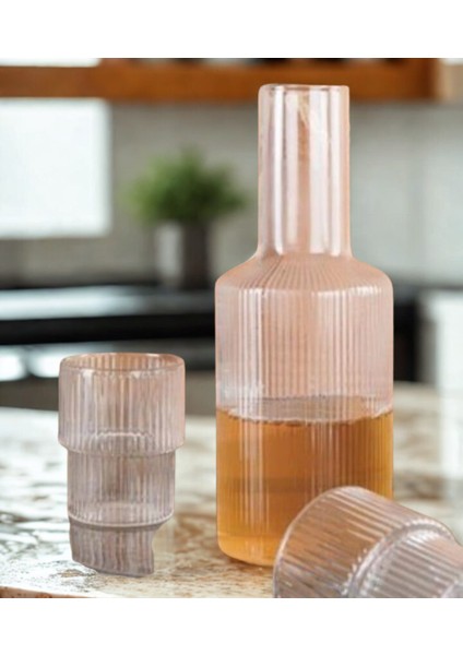 Rovere Cam Şeffaf Başucu Sürahisi – Bardak Kapaklı Su Şişesi modelleri