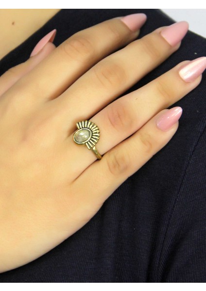 Doğal Taş Sitrin Doğal Taşlı Antik Model Kadın Ayarlanabillir Yüzük EUY82S fiyatları