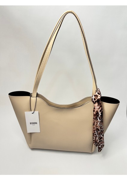 Elena Bej Mat Fermuar Detaylı Kadın Omuz Çantası