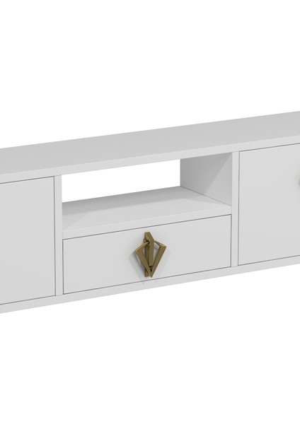 1316DROPDD-32 Duvara Montaj Tv Sehpası-Beyaz-Altın indirimleri